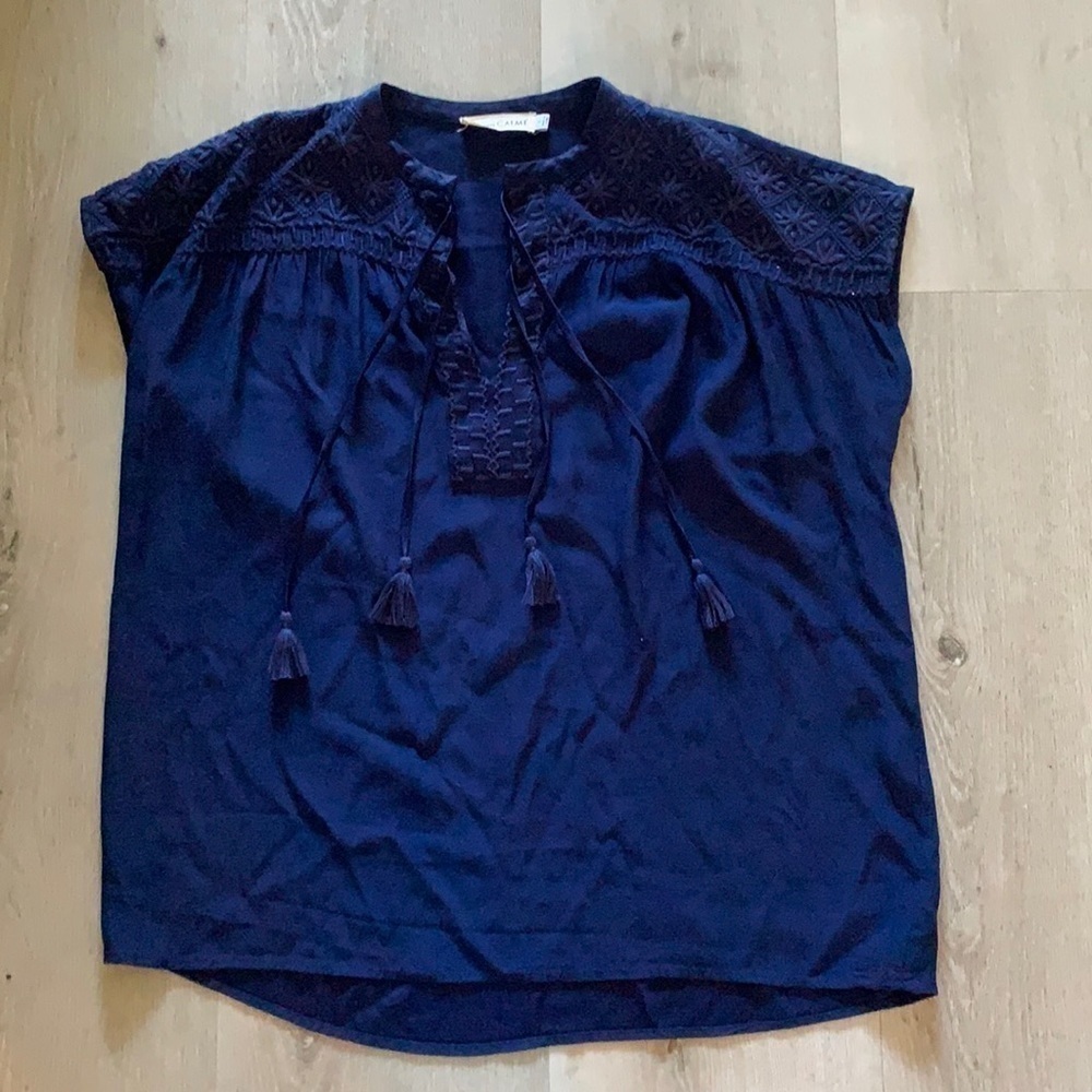 Johnny Was Calme blouse size Small embroidered tassels oversized lagenlook boho